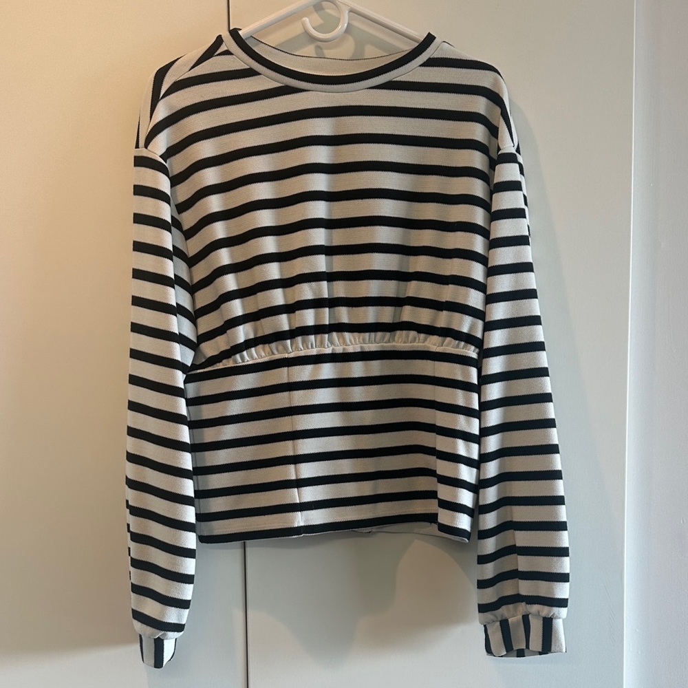 Anthropologie Black and White Striped Top